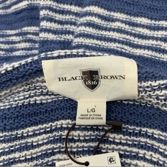 NWT Black Brown 1826 Men's Blue Pullover Sweater Size Large Cotton Knit - Picture 5 of 6